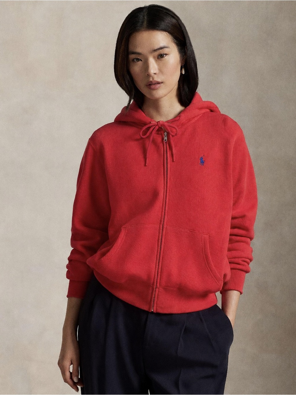 POLO RALPH LAUREN WOMEN’S RED FULL ZIP FLEECE HOODIE SIZE XL NEW WITH TAGS $138